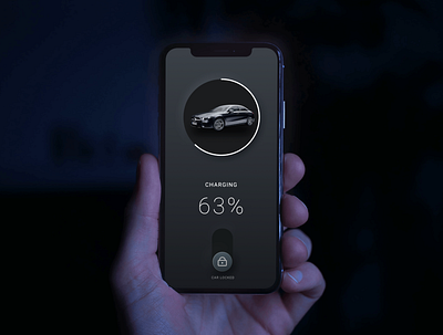 Minimalist Car Lock Screen app design dark mode dark ui electric car lock screen mercedes neumorphic uiux