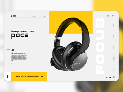 Pace Headphones UI Concept branding contemporary design discover ecommerce fashion headphones interface kenyan landing page modern streetwear style uiux user interface ux webdesign webflow website 颜色