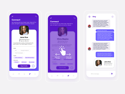 Co-Founder Matching Platform co founder concept design light mode matching mobile app startup swipe tinder uiux