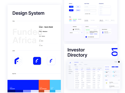 Funded Africa Design V.01 branding concept dashboard design design system directory funded africa interface investment investors light-mode platform ui uiux