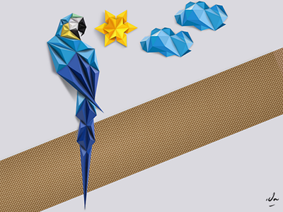 Origami parrot illustration art cloud graphic design illustrate illustration origami parrot sun texture