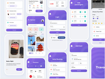 Travo - UI KIT for Travel Flight and Hotel booking booking app checkout clean filter flight home hotel mobile noansa onboarding payment startup transactions travel travel app ui uidesign uitrends