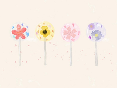 Floral Lollipops drawing illustraion procreate