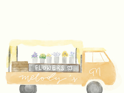 Floral Truck design flower graphic graphic design graphicdesign illustraion procreate watercolor yellow