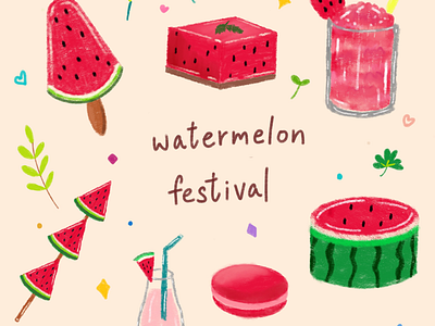 Watermelon festival adobe fresco graphic design illustration procreate watercolour