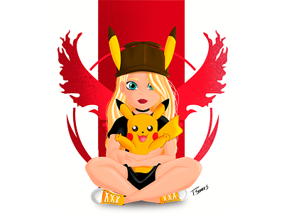 Character Design - Pokemon Trainer and her Pikachu design illustration illustration art illustration digital illustrations