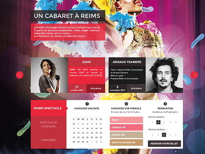 Kabaret artist booking calendar design music reservation ticket ui ux web