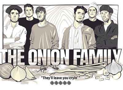 The Onion Family (Foil Arms and Hog fan poster) comedy foilarmsandhog illustration monochromatic movie poster portraits