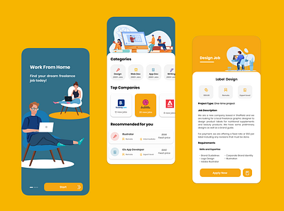 Freelance Job Finder App app branding design illustration job job finder job finder app ui ux work form home