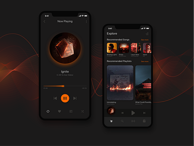 dailyui#009 daily ui dark ui modern music player orange