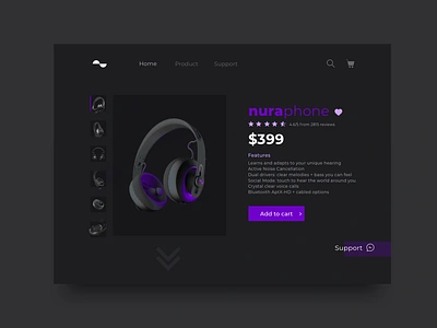 daily#012 clean design dailyui dailyui012 dark dark ui ecommerce headphone purple