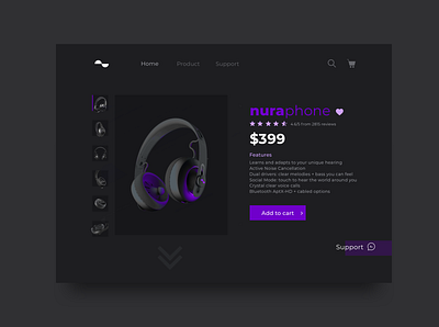daily#012 clean design dailyui dailyui012 dark dark ui ecommerce headphone purple