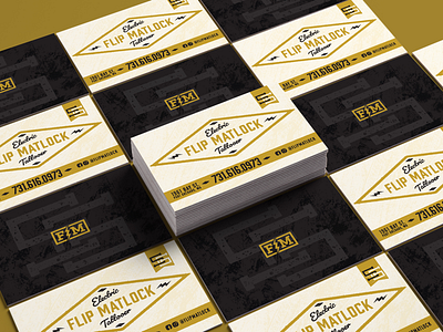 Flip Matlock | Business Cards branding business cards classic distress logo mock up tattoo typography vintage