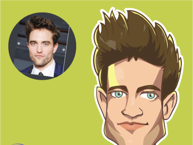 Caricature of Robert Pattinson actor avatar avatars caricature caricatures comic comics design illustration vector