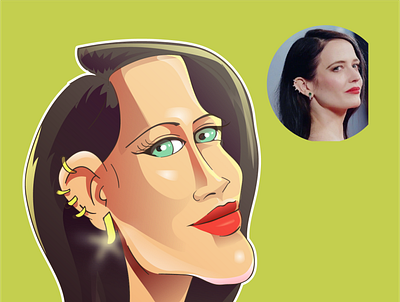 caricature of Eva Green caricatura caricature cartoon cartoon character cartoons comic comics iris