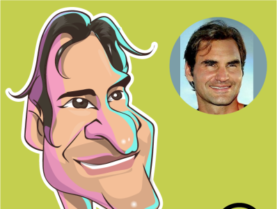 caricature of roger federer avatar caricature caricatures cartoons comics design illustration iris srilanka vector