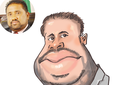 caricature of Rohitha Abeygunawardena