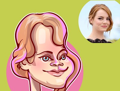 CARICATURE OF EMMA STONE avatar caricature comics design illustration iris vector