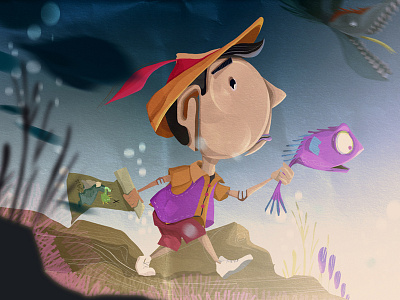 Follow the Fishes art characters color composition digital paint drawing illustration pinnochio story