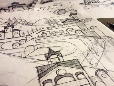 World Building architecture branding fantasy illustration maps pencil planning process sketches story