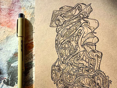 Watchful Eyes art composition doodle illustration ink linework machines monsters process sketch sketchbook