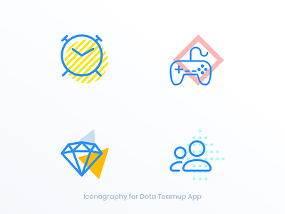 Iconography for Dota Teamup app brand branding chris alexander design flat icon icon design icon set iconography icons illustration mark symbol vector