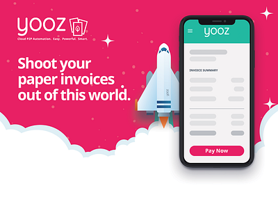 No more paper invoices - Yooz, Inc advertising branding chris alexander design digital invoicing illustration invoice launch rocket space vector yooz