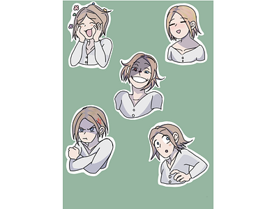 Stickers with a girl flat illustration minimal stickers ui vector