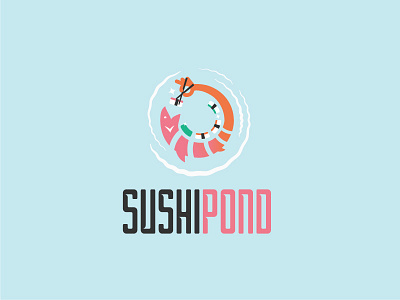 Sushi pond fish logo pond sushi wasabi water