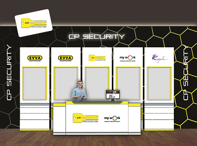 Exhibition booth design for CP Security and Cards Print company 3d branding design ecommerce event exhibition booth design exhibition design illustration photoshop technology