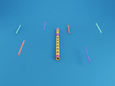 Flute 3d blender colorful flute illustration music