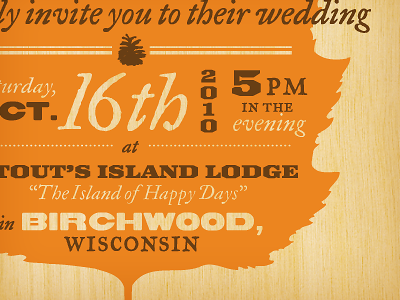 Wedding Invite brown orange typography wood