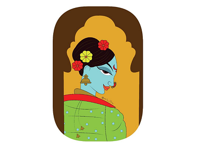 Rajput and Jamini roy style illustration