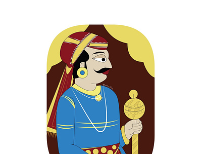 Rajput and Jamini roy style illustration animation branding character clean color design fashion folk illustration illustrator indian king raja rajput traditional vector