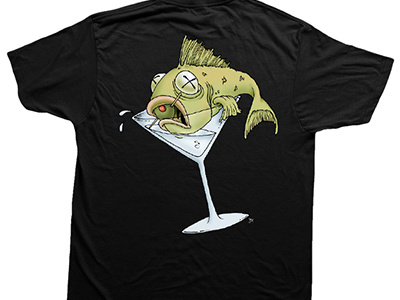 Dirty Martini t-shirt design apparel clothing cocktail dirty martini fish illustration martini