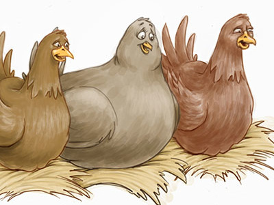 Chicken Trio chicken chickens farm illustration