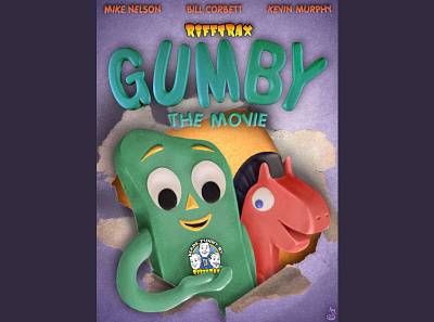 Gumby The Movie for RiffTrax digital painting gumby illustration mst3k pokey rifftrax
