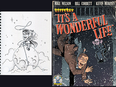 RiffTrax: It's A Wonderful Life cartoon illustration its a wonderful life james stewart mst3k rifftrax wonderful life