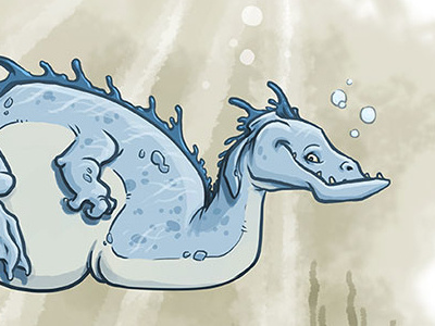 Sea Dragon Doodle cartoon dragon illustration kidlitart sea serpent