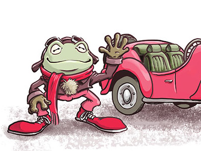 Mr. Frog's Wild Ride car cartoon frog illustration kidlitart roadster