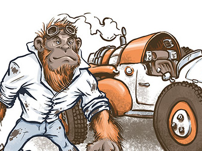 Grease Monkey ape bear cartoon grease monkey illustration kidlitart monkey orangutan