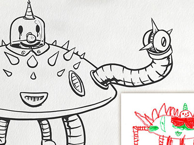 Inktober: "Monstrobot" daily doodle dailydoodle drawing illustration inktober inktober2017 kidlitart monsters go monsters go sketch