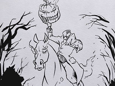 Inktober: Headless Horseman daily doodle dailydoodle drawing headless horseman illustration inktober inktober2017 kidlitart sketch