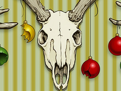 Reindeer christmas deer drawing holidays illustration reindeer skull