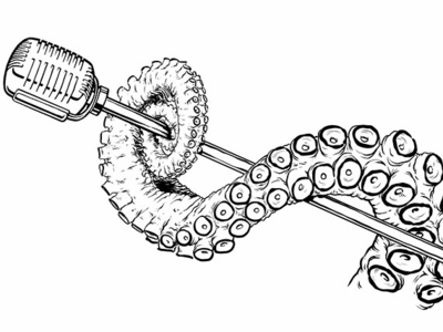 Tentacle with Mic octaman tentacle octopus drawing mst3k rifftrax illustration