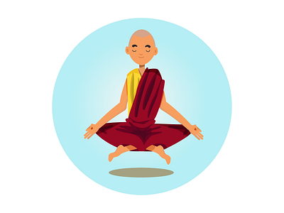 Monk meditates characterdesign design digitalart icon illustration illustrator logo meditate social vector