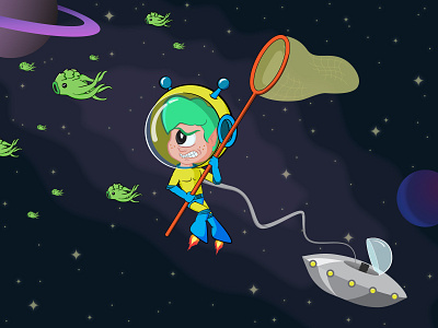 Cosmic Illustration - Space Hunter aliens cosmic illustration illustrator space vector weeklywarmup