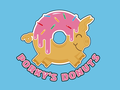 Porky’s Donuts logo illustration illustrator logo logo design