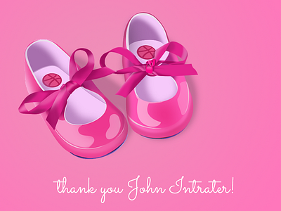 First Dribbble Shot JuliaGrosman 3d 3d ish cute dance debut gift girl illustration invite photoshop pink shoes