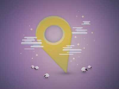 Starry Night clouds icon illustration location logo map mark pin sheep stars summer twilight